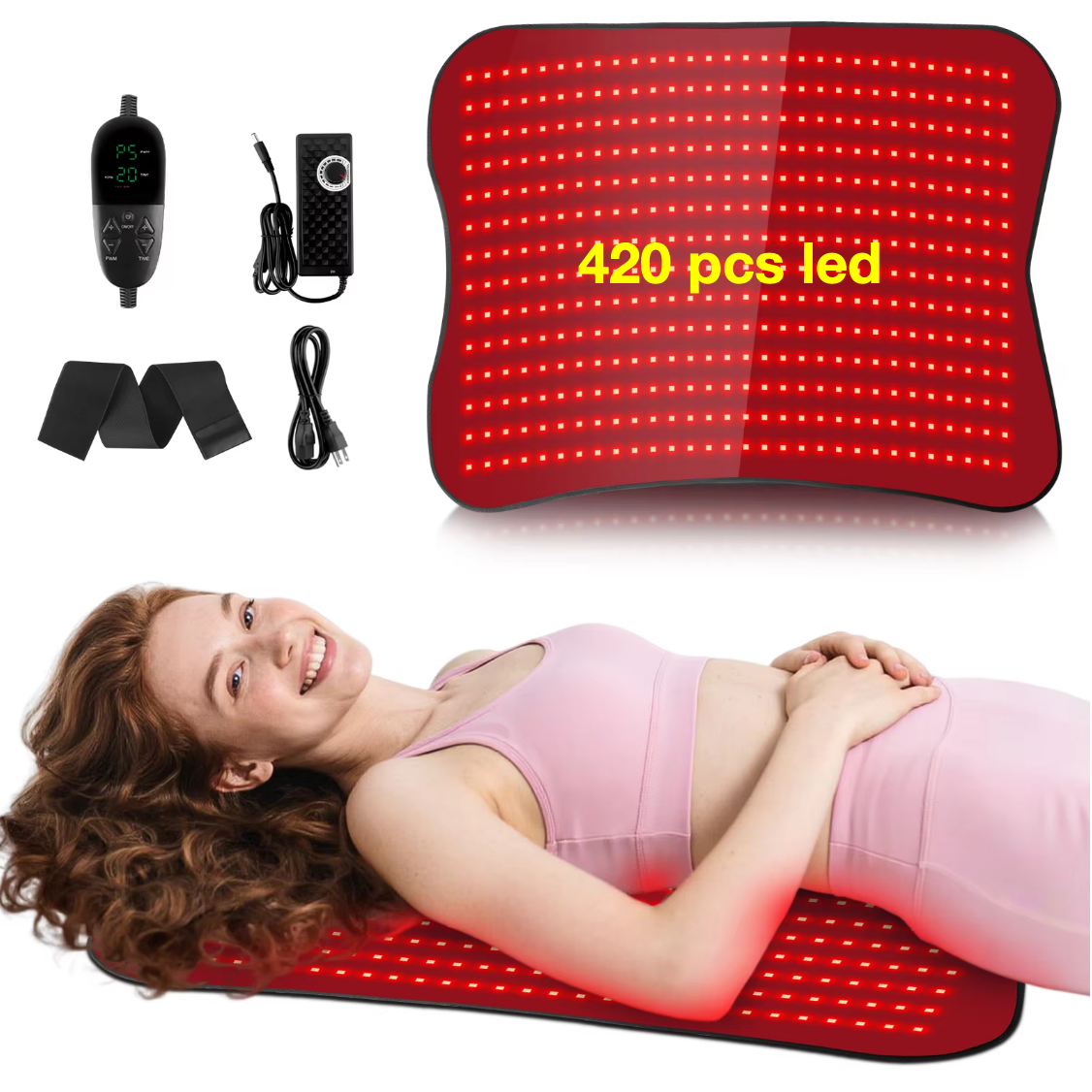 AQSHE 420 pcs Led Red Infrared Light Therapy Belt for Pain Relief Red Light Therapy Belt 660nm 850nm Red Light Therapy Belt Weight Loss