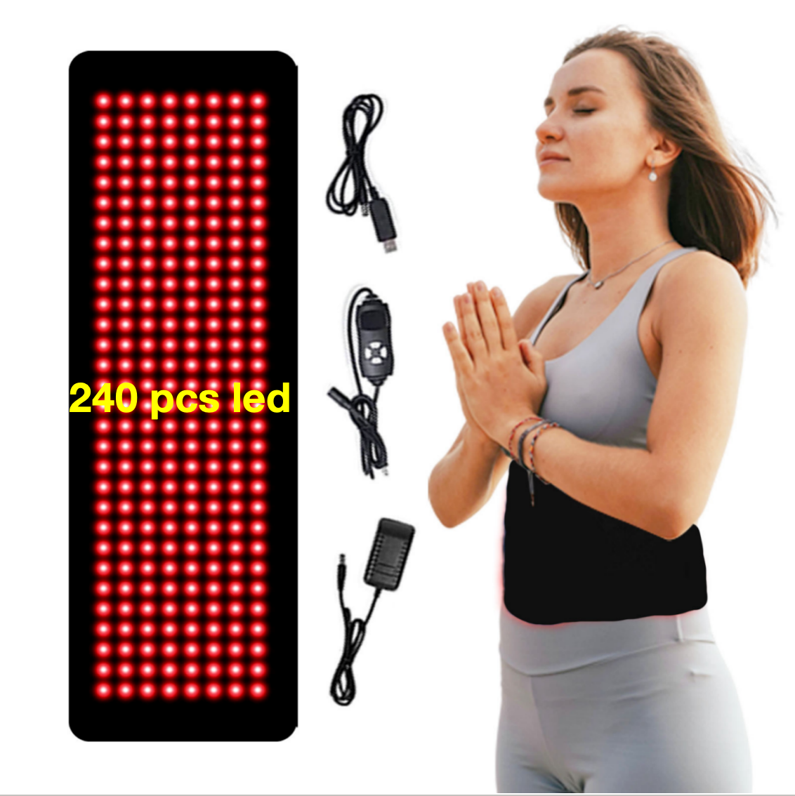 AQSHE 240 pcs Professional LED Red Light Device 660nm 850nm Infra Red Light Therapy Belt Near Infrared LED Red Light Therapy Wrap Belt