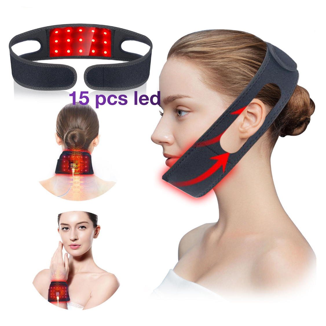 AQSHE 15 pcs led Red Light Belt 60Led Red Light Therapy Device 660nm 850nm Infrared Red Light Therapy Belt Wrap
