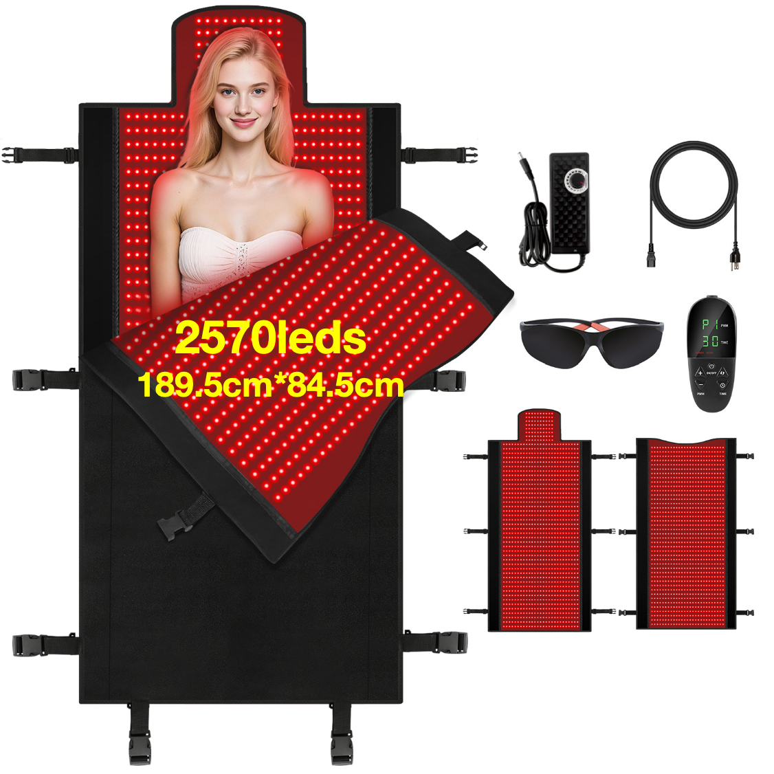 AQSHE 2570 pcs led red light therapy blanket mat bag full body bed  660nm 850nm Dual Wave LED Light Therapy Sauna Blanket Portable Red Light Photon Beauty Care Pad for Home Relaxation