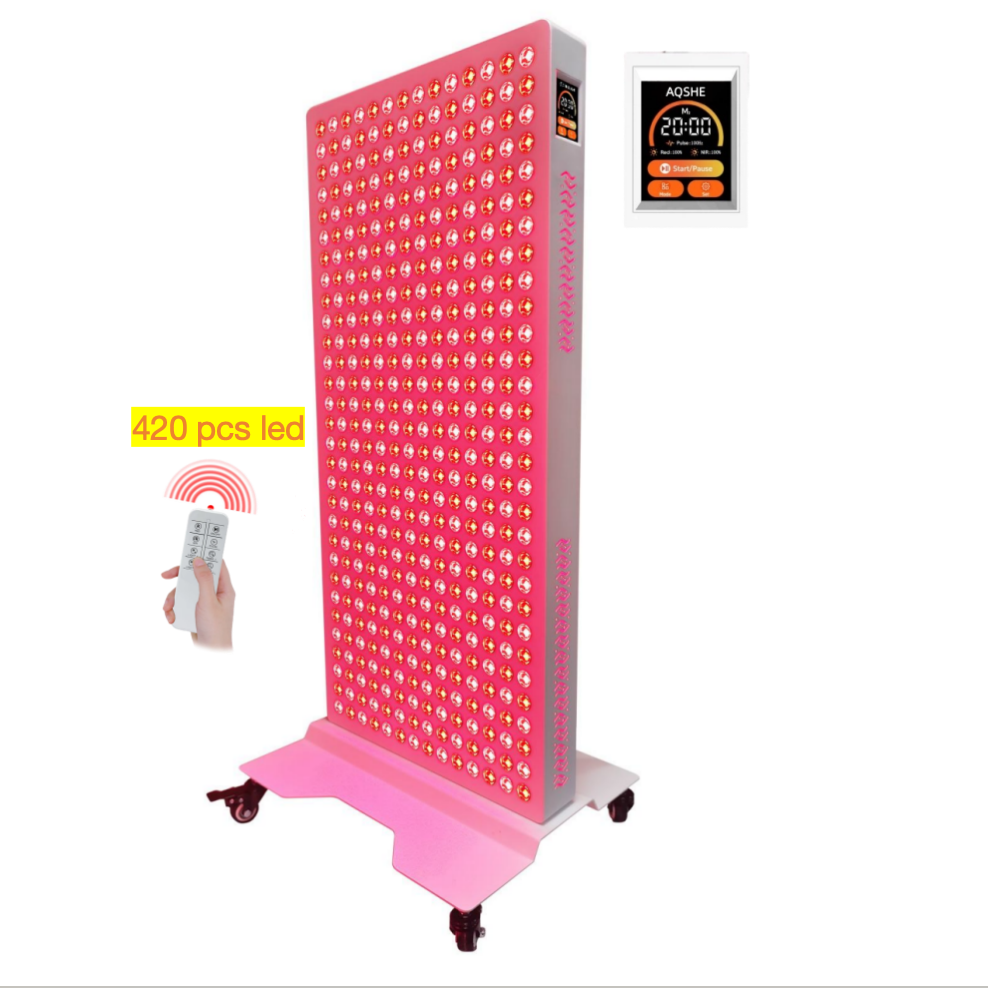 AQSHE T420 Touch Screen 6 wavelength Shenzhen Red Light Therapy Full Body U Panel Uk Plug Dual Chip With Stand Set Block Blue Light Large 630 660 810 850  940 1060nm