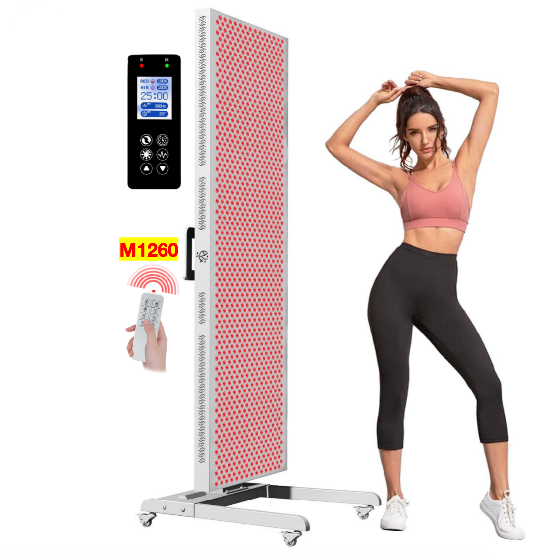 AQSHE M1260 Touch Button 4 Wavelength 6000W Big Large LED Red Light Therapy Full Whole Body Beauty Panel Infrared Bed Remote Mount Holder and Stand Device