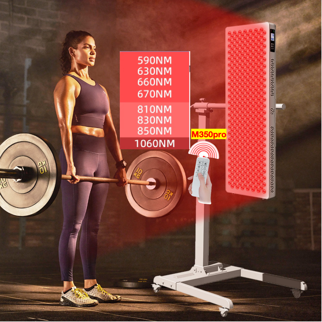 AQSHE M350 pro Touch Button 8 wavelength 590 630 660 670 810 830 850 1060nm Infrared Led Light Therapy Machine Light Device Red Light Therapy Panel Full Body