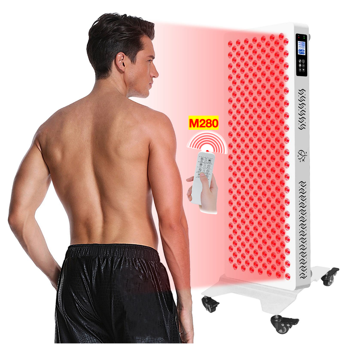 AQSHE M280 Touch Button 6 Wavelengths Custom Large Flexible LED Red Blue Nir Light Therapy Panel With Stand Dual Chip for Sauna Face