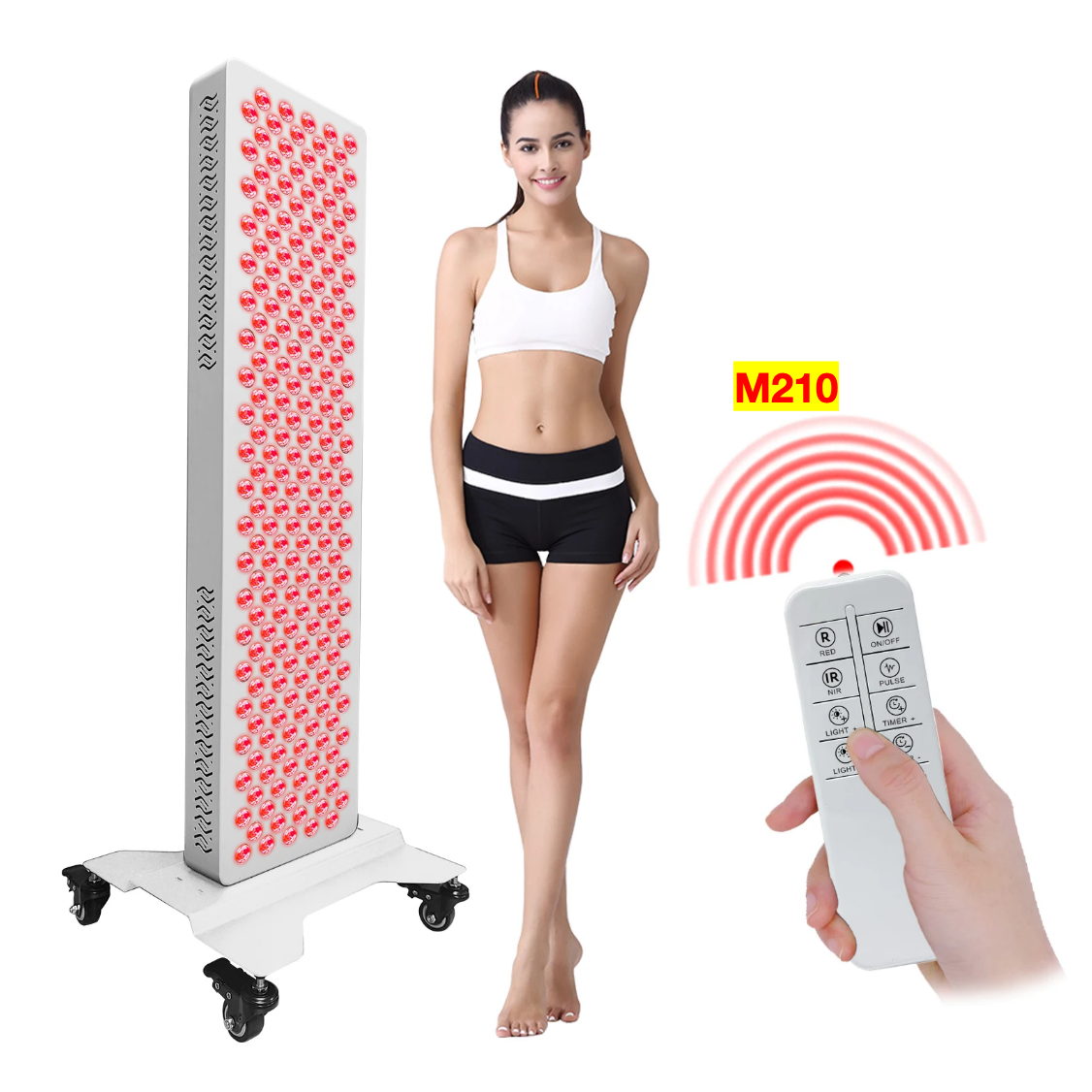 AQSHE M210 Touch Button 6 wavelength Home Use 1500W Quad Chip LED Red Light Therapy Flexible U Panel With Stand for Head Wall Wavelengths 600 630 660 810 830 850nm