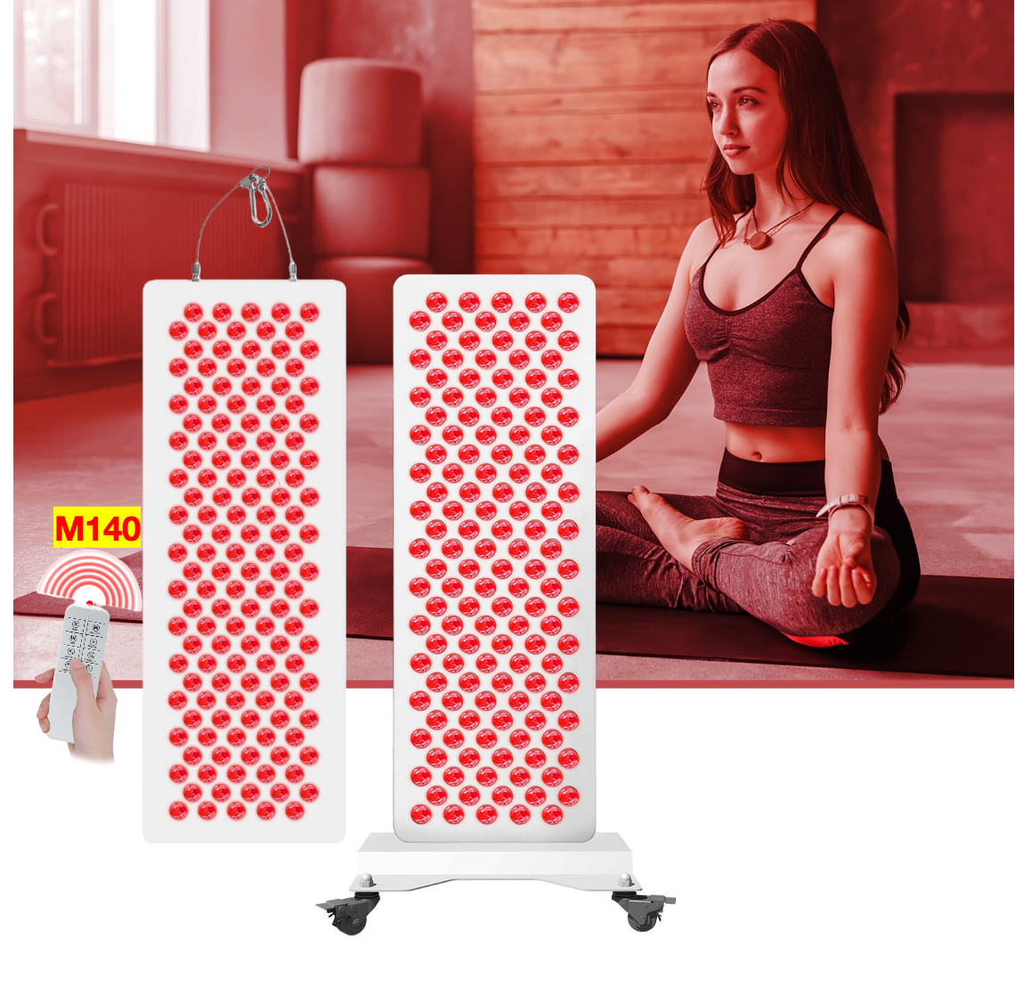 AQSHE M140 Touch Button 6 wavelength 2025 Medical Grade LED Red Light Therapy Panel With Horizontal Stand Customizable Multi Including Black