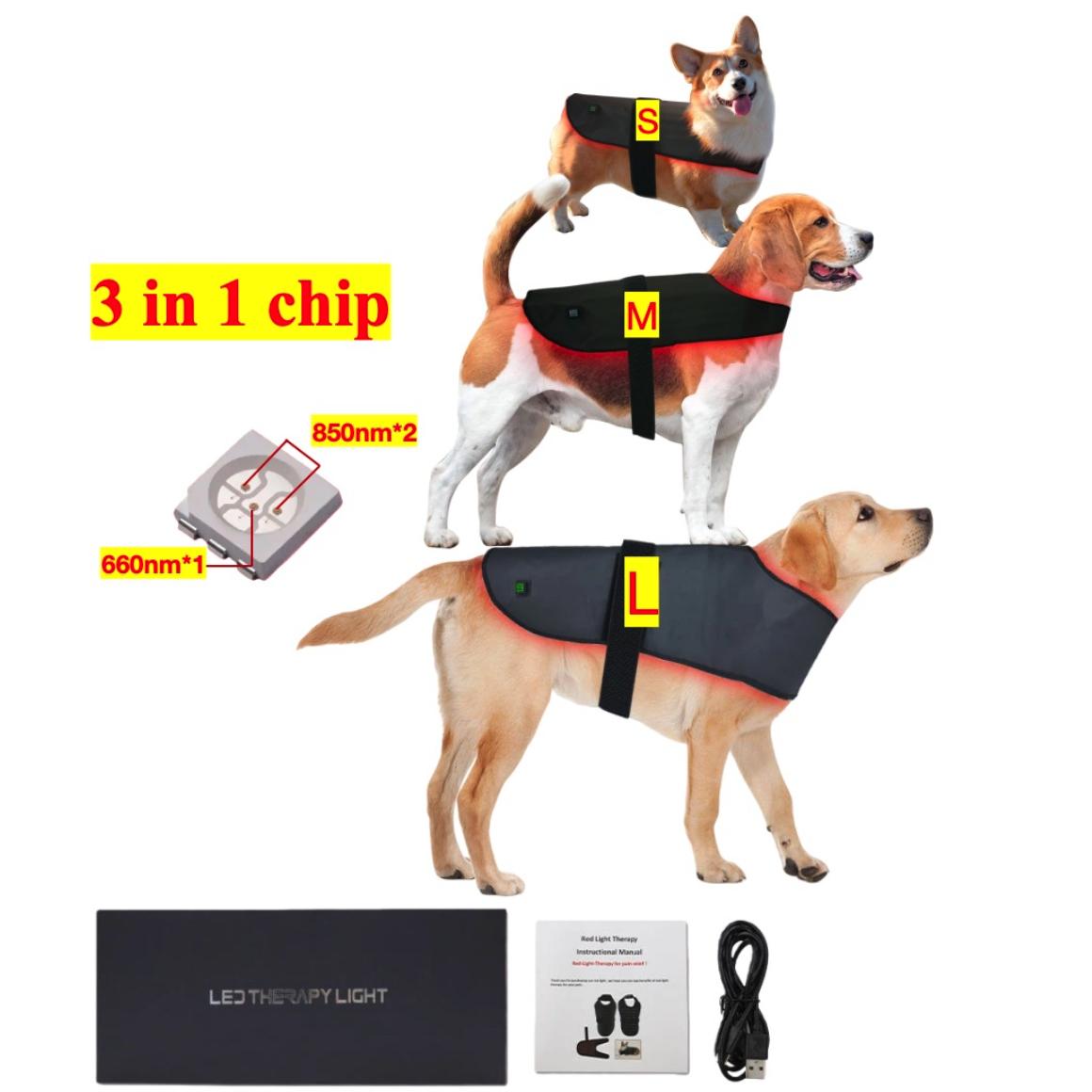 AQSHE 74 160 272  Pcs Dog Pet Red Light Back Infrared Therapy Device for Cat and Back Abdomen Injuries Fracture Healing Portable