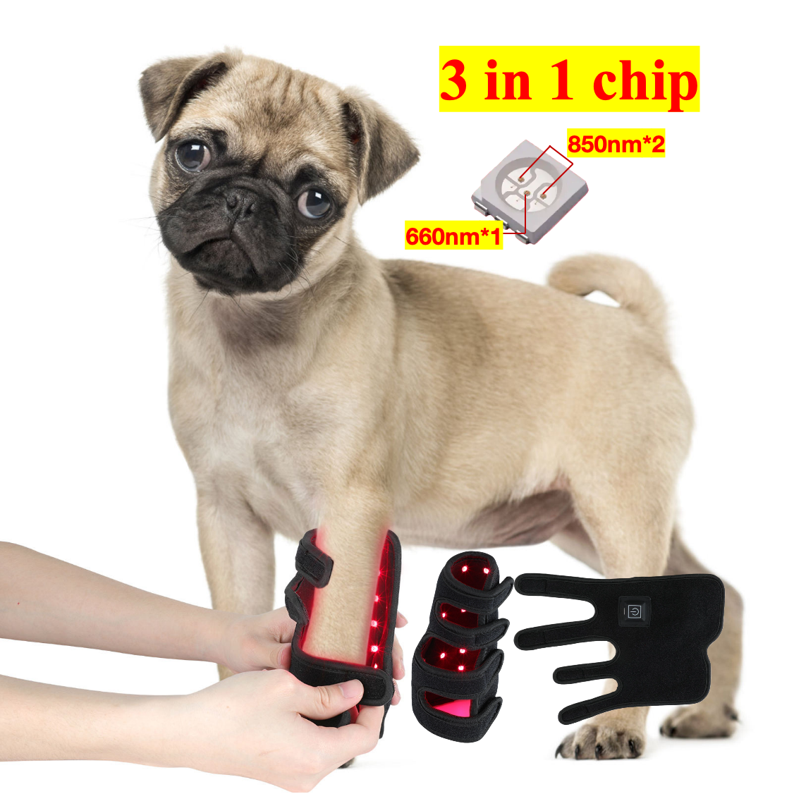 AQSHE Dog Cat Leg 34 Pcs Hot Selling 660nm 850nm Led Dog Red Light Near Infrared Pet Therapy Pad Machine for Pets Dog Leg Wraps