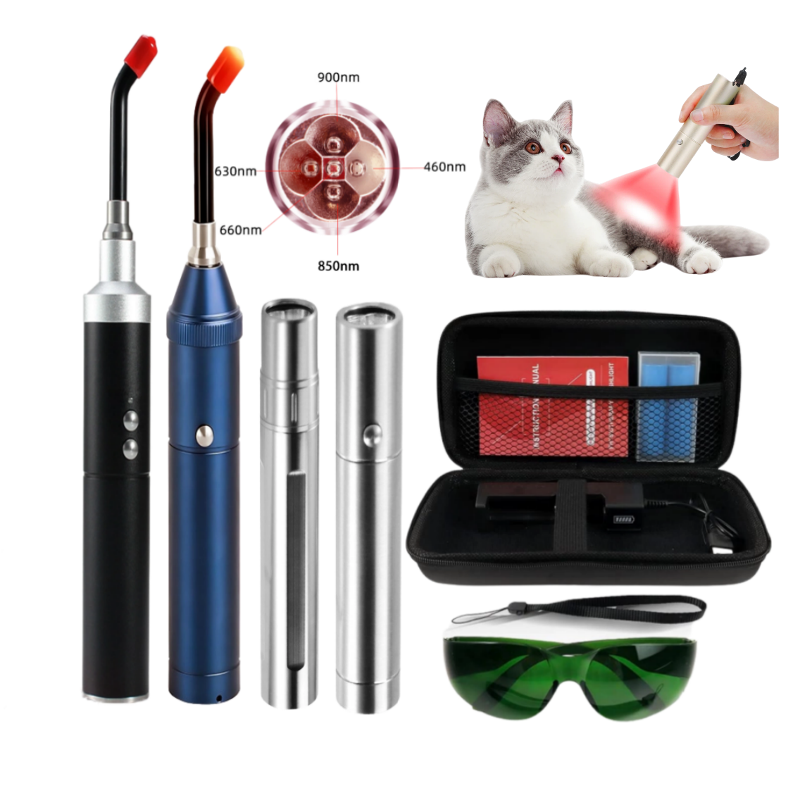 Red Near Infrared Light Therapy Device LEDs 5 Wavelength  Blue Light Healing Torch for Body Knee Hand Muscle Joint Pain Relief