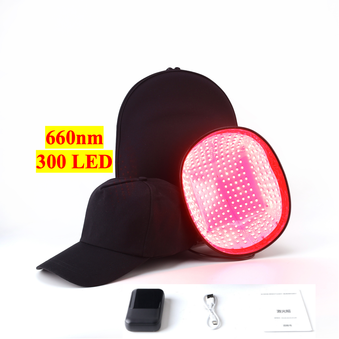 AQSHE 300 Leds 650nm Led Red Light Therapy Cap Hat for Hair Growth Multi-functional Timer Pulse Led Red Helmet Hat Cap Device