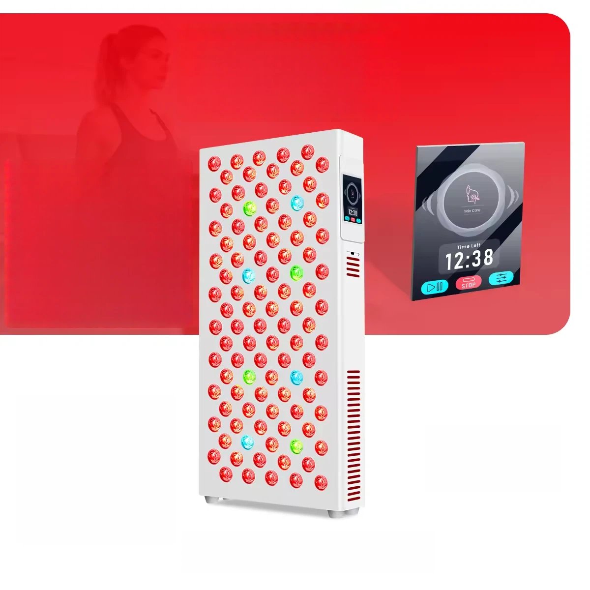 AQSHE T100pro Led Red Infrared Light Therapy Panel Device 9 Wavelengths 480 525 630 660 810 850 940 980 1060nm Small Target Area Treatment
