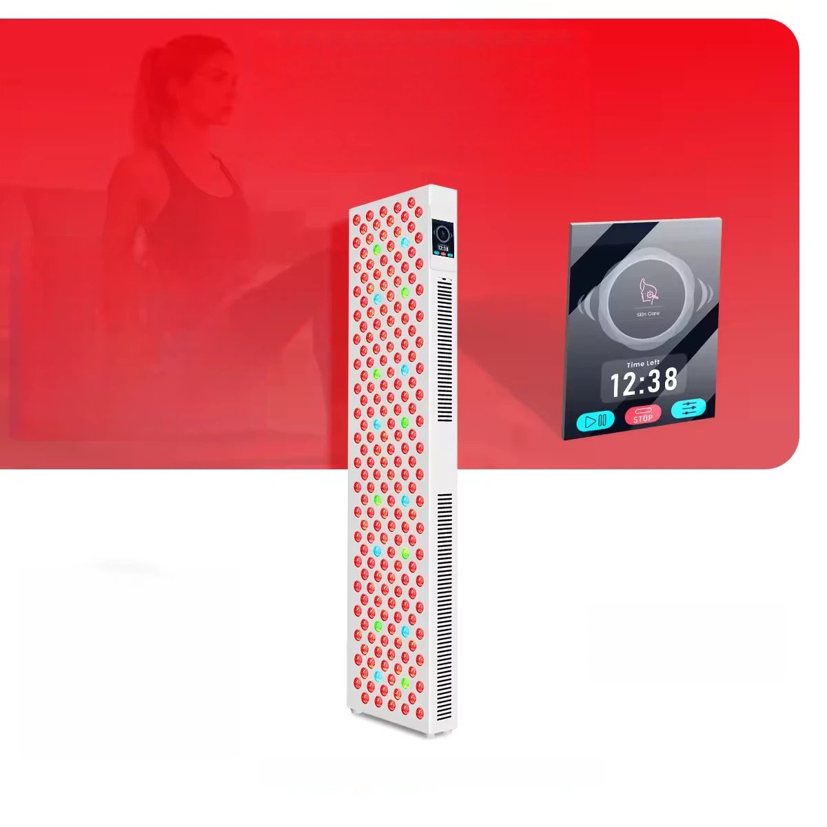 AQSHE 9 Wavelengths T200pro Led Red Nir Infrared Light Therapy Panel Device Voice Control Medical Grade Standing 5W Dual Chip
