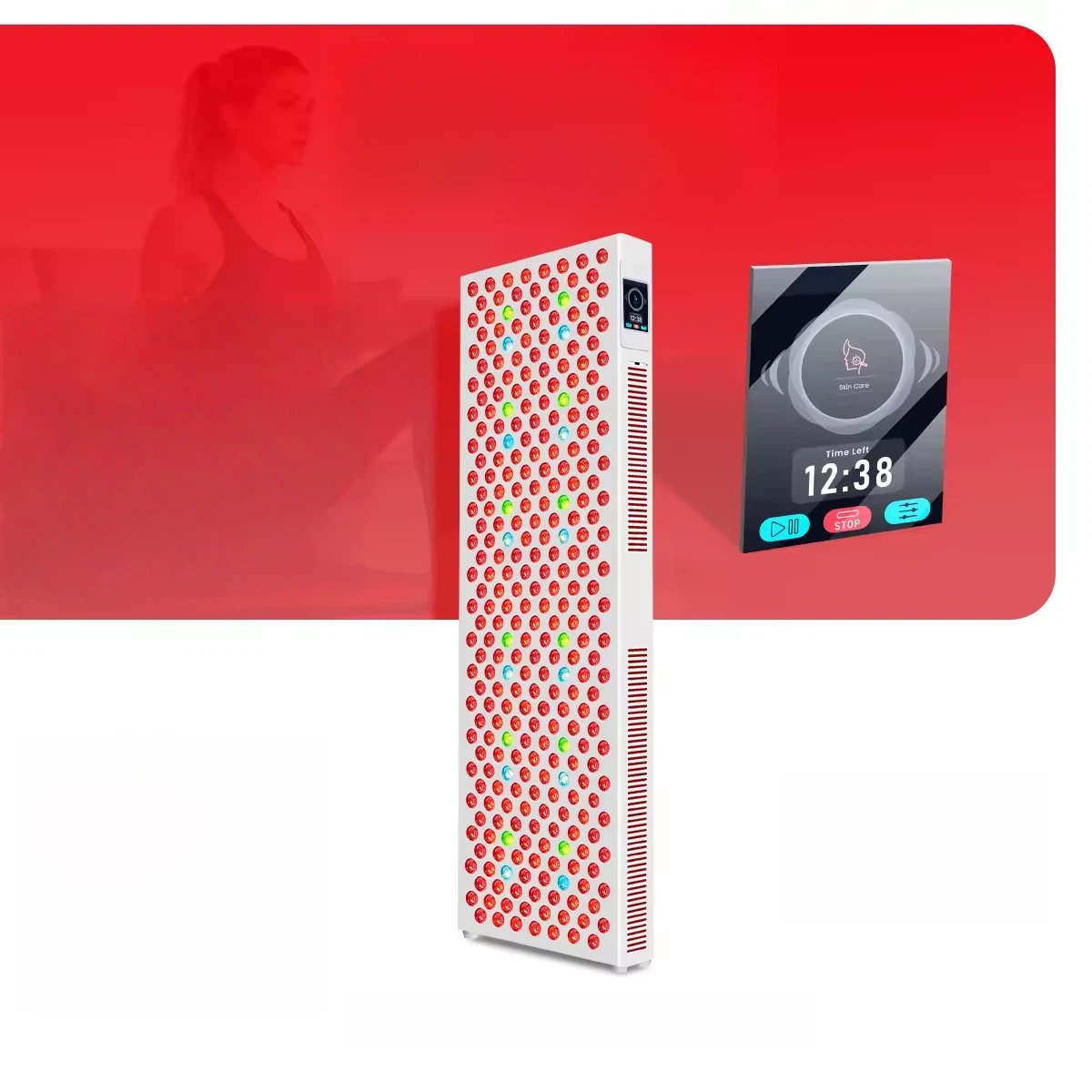 AQSHE T300pro 9 Wavelength Dual Chip Infrared Red Led Facial Light Therapy Panel Device Bed Full Body Stands 1060nm