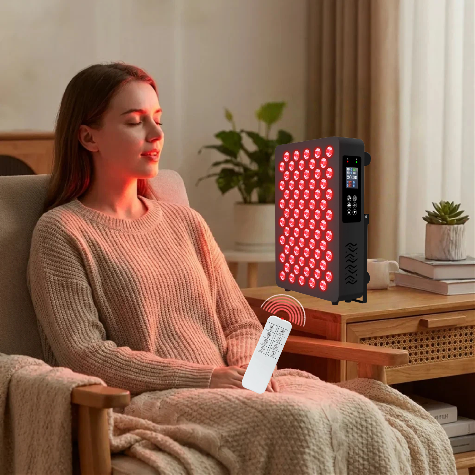 AQSHE M70  LED Red Light Therapy Panel With Stand Medical Grade Small Body 6 Wavelengths Including 600nm for Home Commercial Use