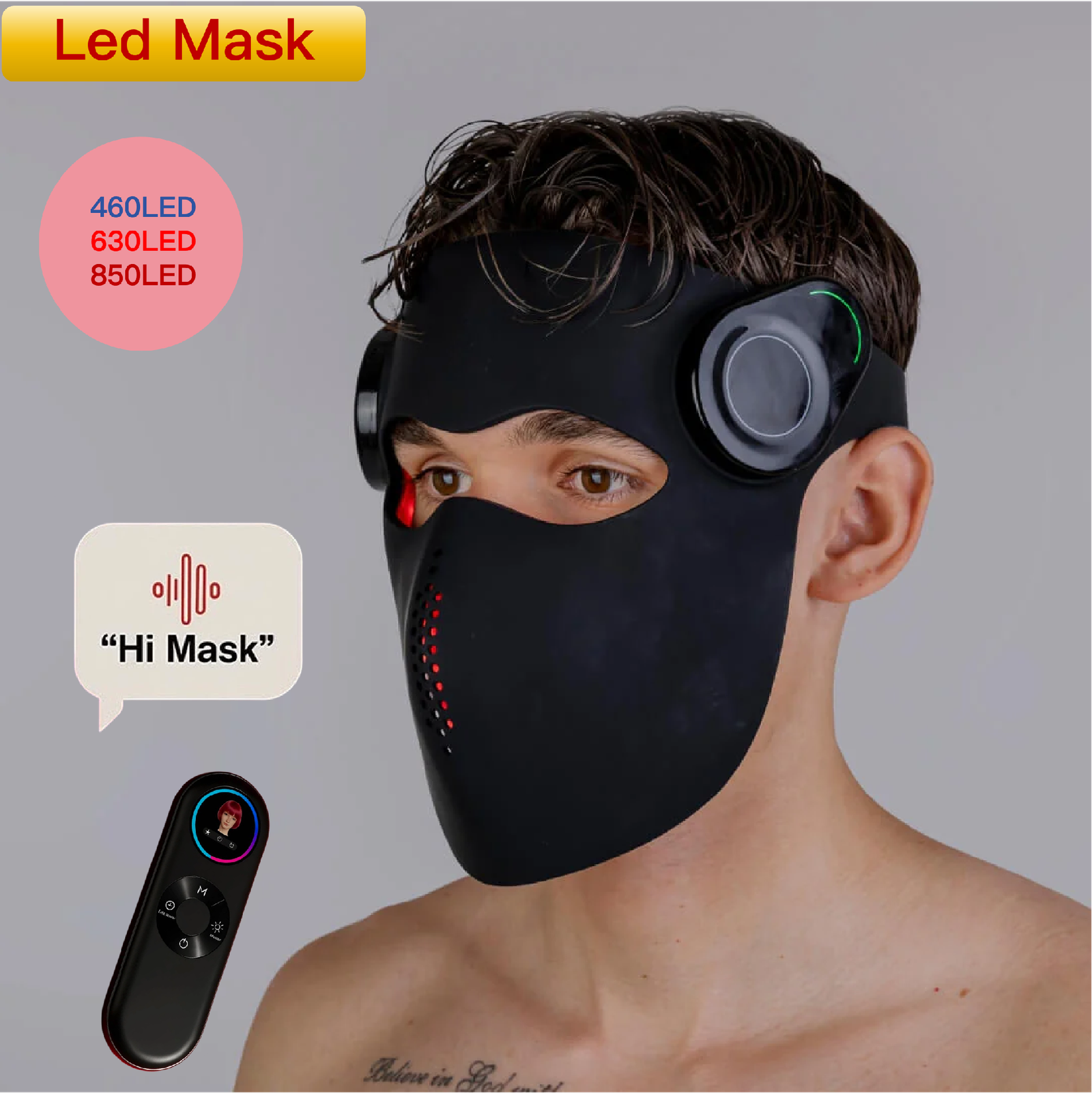 QSHE M4 Led Mask Red Led Therapy Face Mask3D Wireless 4 in 1 Voice Control 288 Chips Red Led Light Therapy Face Mask 4 Colors