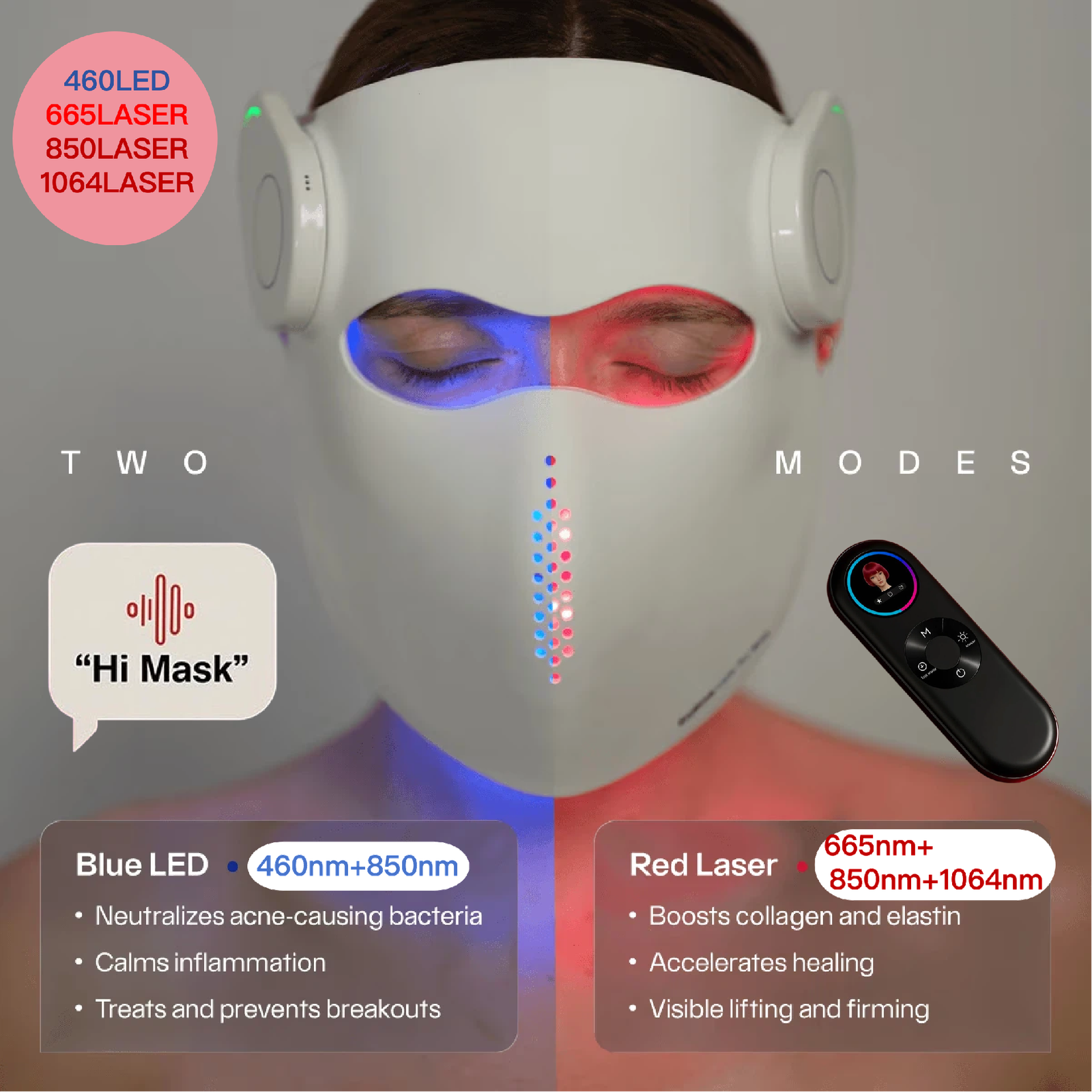 AQSHE M4 Laser Red Led Infrared Therapy Mask Wireless Professional Grade Laser 4d Pro Beam Light and Chin Mask 1064 nm Facial Mask