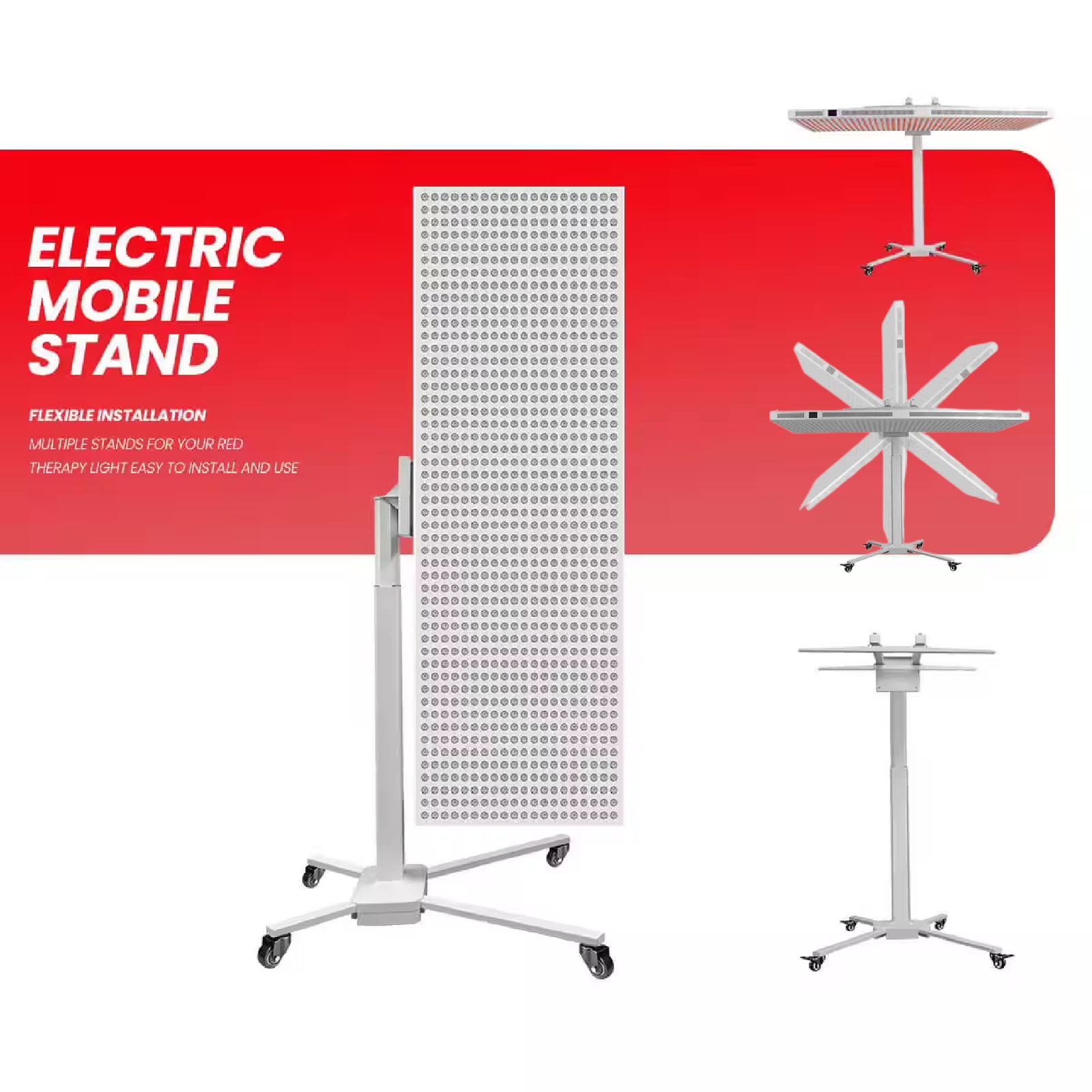 AQSHE 360° Electric Mobile Horizontal Stand Adjustable Remote Control Full Body Horizontal Support Vertical Electric Lifting Led Red Light Therapy Panel Stand AQSHE 360° Electric Mobile Horizontal Stand Adjustable Remote Control Full Body Horizontal Support Vertical Electric Lifting Led Red Light Therapy Panel Stand